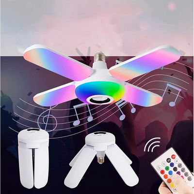 Quatre lampe de musique de la pale de ventilateur de feuille 20w Bluetooth, ampoules menées d'intérieur Cri80